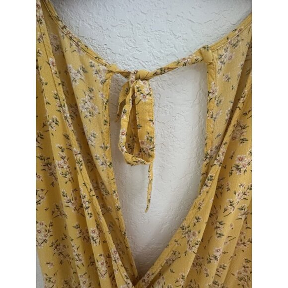 American Eagle Floral Wrap Romper Yellow S Lover Eras Tour Outfit Fairy READ - Picture 10 of 11